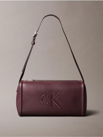 Calvin Klein Womens Bold Monogram Slouchy Shoulder Bag - Brown