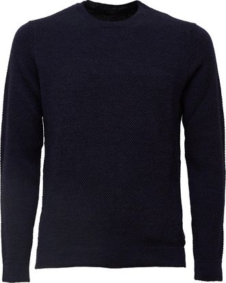 Zanone Textured Honeycomb Knit Sweater with Classic Crew Neckline