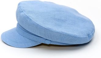 Sterkowski Pireus Cap | 100% Linen Sailor Hat Vintage Barge Mariners Breton Military Greek Fishermans Fiddler Women Grandad Hats Mens Summer UK 7 1/2 Light Blue