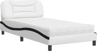 vidaXL Vidaxl - Cama Con Colch&oacute;n Cuero Sint&eacute;tico Blanco Y Negro 100x200 Cm