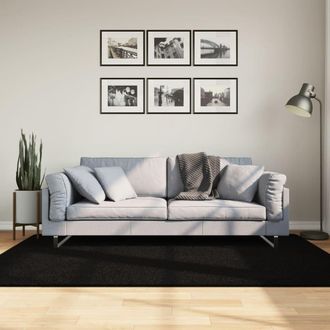 vidaXL Vidaxl - Alfombra De Pelo Corto Suave Lavable Huarte Negro 140x200 Cm