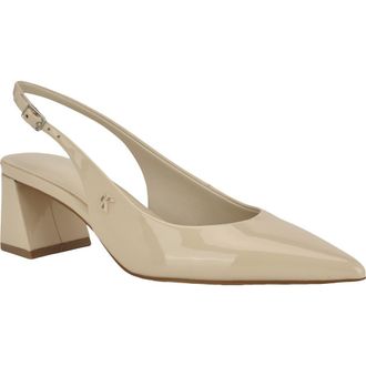 Calvin Klein Sarra Slingback Pointed Toe Pump in Ivory Patent at Nordstrom, Size 5.5