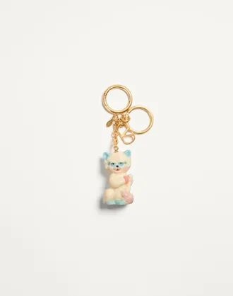 Valentino Garavani Charm Per Borse Con Portachiavi Valentino Garavani Le Chat De La Maison In Nylon Uomo ANTIQUE BRASS/MULTICOLOR UNI