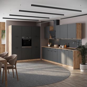 Vicco Mueble De Cocina Fame-line, Gris Oscuro/roble Dorado, 460 Cm, Et Antracita, Vicco