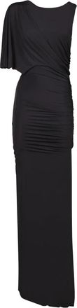 Roberto Cavalli Asymmetrische Maxi-jurk met Draperie - Dames - Avondkleed - Zwart - M - Kleedjes