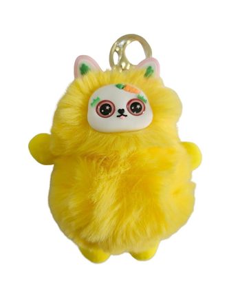 Generic Fluffy Animal Plush Keychain - Cute Soft Furry Pom-Pom Bag Charm with Big-Eyed Cartoon Face, Adorable Key Ring Accessory for Kids & Adults (Multiple C