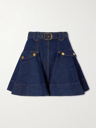 Zimmermann Minigonna In Denim Con Cintura - Blu