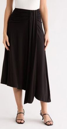 Renee C Draped Asymmetric Midi Skirt in Black at Nordstrom Rack, Size X-Small