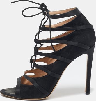 Gianvito Rossi Black Satin And Suede Strappy Sandals