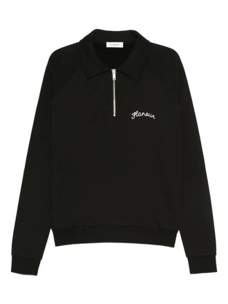 Flaneur zip-neck polo sweatshirt - men - Cotton - M - Black