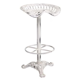 Wanderlust Deco Wanderlust Deco - Taburete De Madera Y Metal Lacado En Blanco 44x34x80