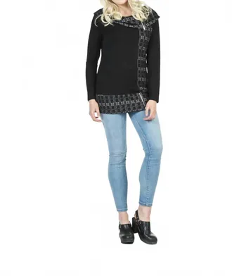 Papillon Boat Neck Sweater With Zip Detail Off Shoulder In Black