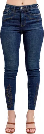 Judy Blue Embroidered High Rise Skinny Jeans In Dark Wash