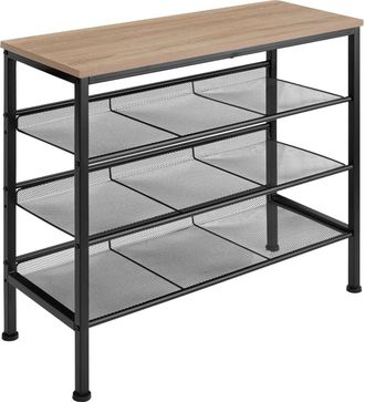 TecTake Zapatero estilo industrial y 3 estantes 75,5x30,5x69,5cm madera clara