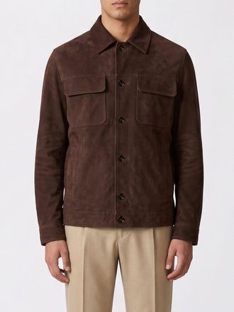 Lardini Suede Leather Shirt Jacket with Patch Pockets
