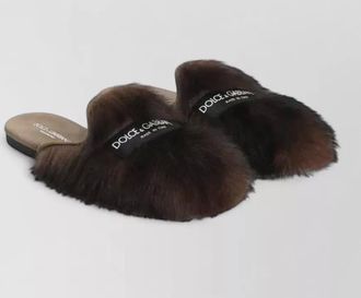 Dolce & Gabbana young princess shearling suede mule slipper