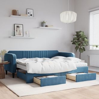 vidaXL Vidaxl - Sof&aacute; Cama Nido Con Cajones Terciopelo Azul 90x200 Cm