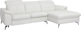 Vente-Unique Sof&aacute; rinconera relax el&eacute;ctrico piel de b&uacute;falo LISMORE - Blanco - &Aacute;ngulo derecho