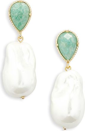 Eye Candy Los Angeles Keti Faux Pearl Drop Earrings in Gold at Nordstrom Rack