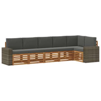 vidaXL Conjunto De Sof&aacute; Seccional Con Coj&iacute;n 6 Pcs Natural Y Antracita Vidaxl