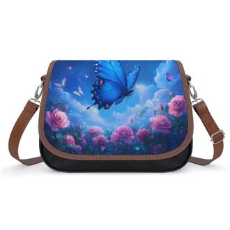 Generic Blue Butterflies Crossbody Bags for Women Shoulder Messenger Bag Purse Handbags