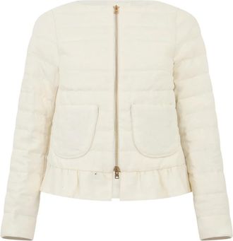 Herno Gewatteerd jack met ruches aan de onderkant - Dames - Zomerjassen - Wit - 2XS - Wol - Jassen