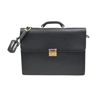 Ferragamo Pre-owned Handbags, female, Black, Size: ONE SIZE Pre-owned Vintage Leather Briefcase with Gold Hardware