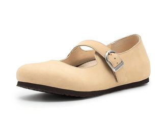 Birkenstock Santa Clarita Womens Flat Shoes Sandcastle : EU 41 (US Womens 10-10.5) Narrow, Leather