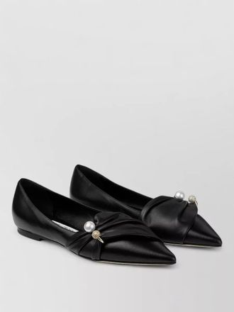 Jimmy Choo London raffia pointed toe ballerina loafers embellished