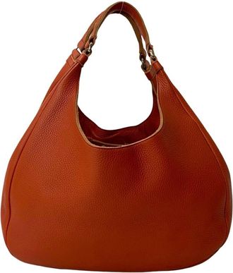 Bottega Veneta Orange Leather Handbag Tote Bag (Pre-Owned)