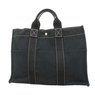 Herm&egrave;s Black Canvas Tote Bag (Pre-Owned)