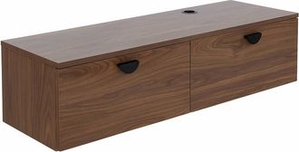 Oviala Mueble de TV de pared industrial de 120 cm en madera oscura