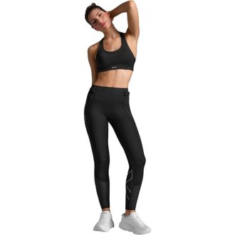 2XU Aero Mesh Medium Impact Bra in Black/silver Reflective at Nordstrom, Size Xx-Large