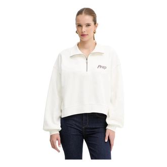 Pinko Sweatshirt met Hart en Pinkotini Print - Dames - Sweatshirts - Wit - S - Katoen - Hoodies & sweatvesten