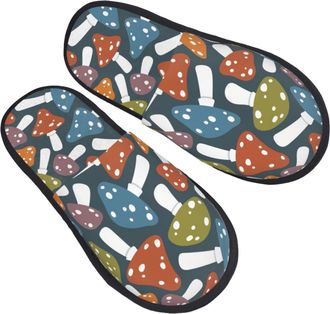 Generic Hotel Slippers Cute Mushrooms And Leaves Portable Fuzzy Slippers Soft House Shoes For Indoor Ladies Travel L