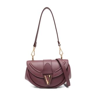 Versace Shoulder Bags, female, Red, Size: ONE SIZE Burgundy Leather Shoulder Bag with Gold-tone Hardware