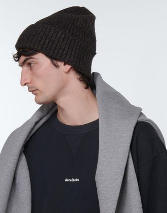 Acne Studios Mens Korval Wool Blend Beanie Black Accessories > Beanies & Hats