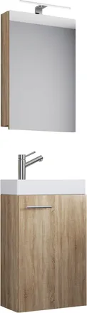 ebuy24 Ebuy24 - Set Vcm De 3 Piezas Lavander&iacute;a Wc Ba&ntilde;o Para Hu&eacute;spedes Lavabo Muebles De Ba&ntilde;o Juego De Ba&ntilde;o - Slito Sc (sonoma Oak (s&auml;gerau))