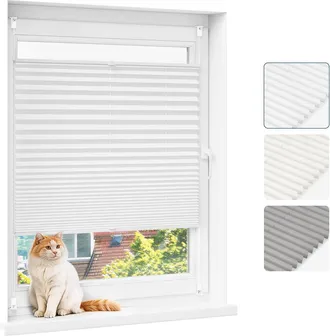 Woltu Woltu Estor Plisado Para Interiores, Sin Taladrar Estor Para Ventana Con Montaje De Pinza, 50x120 Cm, Blanco