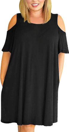 Generic Beach Dresses Dresses for Women UK Comfort and Breathable Short Sleeve Summer Dress Hem Flowy Dress Sundresses Breathable Oversized Plus Size for Wome