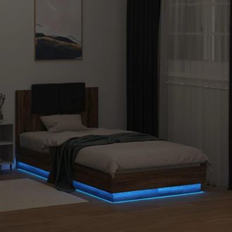 Berkfield Home Bed Frame with LED without Mattress Brown Oak 75x190 cm Small Single