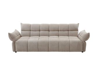 VENTE-UNIQUE.COM Sof&aacute; cama poli&eacute;ster 3 plazas beige 250x90cm