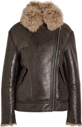 Acne Studios Leather Shearling Jacket - Dark Grey - 40 (UK12 / M)