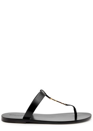 Saint Laurent Pepe 05 Leather Flip Flops - Black - 44 (IT44 / UK10)