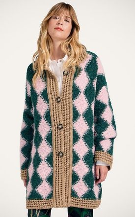 La DoubleJ Crochet Bowling Cardigan in Multicolor Pink at Nordstrom, Size Medium