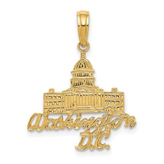 Diamond2Deal 14k Yellow Gold WASHINGTON D. C. Capitol Building Pendant