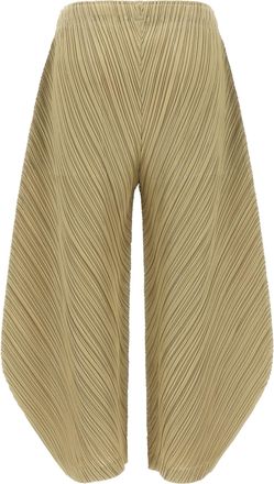 Pleats Please Issey Miyake Pleated Polyester Trousers - Beige
