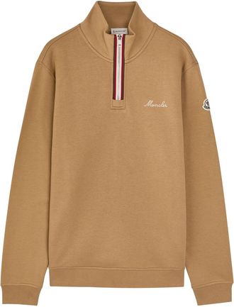 Moncler Logo-embroidered Cotton-blend Sweatshirt - Beige - Xxl
