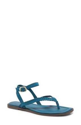Free People Waverly Whipstitch Ankle Strap Sandal in Emerald Tide Suede at Nordstrom, Size 6.5
