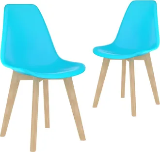 vidaXL Sillas De Comedor 2 Unidades Pl&aacute;stico Azul Vidaxl